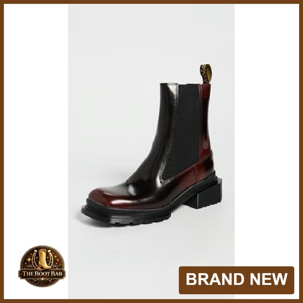 Square Toe Chelsea Boots Slip On Elastic Panels Low Profile Sole - Picture 3 of 5